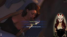 Milf in corset sucks cock to orgasm in game