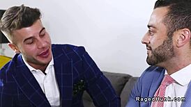 Gays in Suits Rimming and Anal Fucking on the Sofa Hard! Unbelievable Raw Action!