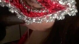 masked girl gives sloppy slow motion throat fuck