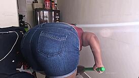 my friend's wife makes horny sex call while cleaning