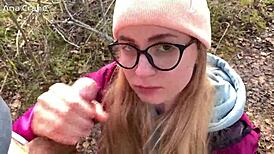 Sensual Forest Blowjob Ends with Hot Cum in Mouth