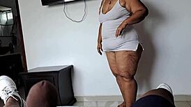 my stepmom helps with tv, then swallows my cock 😏