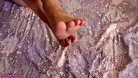 Babe In Mask Caresses Oiled Feet And Gives Passionate Oral - Homemade