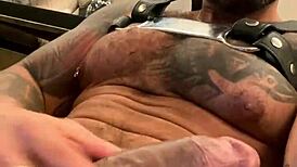 Viktor Rom Strokes Big Black Cock in Muscle Latino Solo