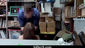 suspect caught stealing clothes gets drilled by officer in store backroom