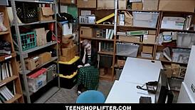Tiny blonde teen Lexi Lore with braces caught and fucked by guard.