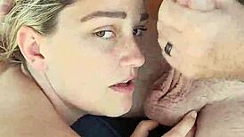 This CLOSEUP blonde hotwife narrates dirty while giving an intense blowjob facial