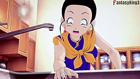 Dragon Ball Z EX 3 Part 2 shows Chichi stuck in kitchen chaos