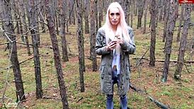 Dirty and smelly blowjob given by a naughty German girl in the woods
