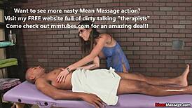 Beware the massage chick who says yes to bondage and handjob with big cock!