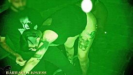 Amateur cuckold films group session in dark room with night vision camera