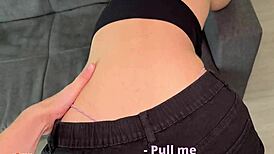 Stuck in couch, pants off, big ass POV. Wet pussy orgasm!