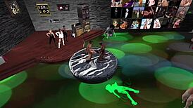 Elite social club turns into wild outdoor orgy at night.