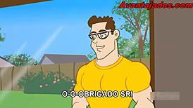 Gay cartoon with the black guy and gardener