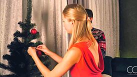 Sexy Blonde Bent Over Sucks Boyfriend's Big Cock