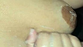 Sex in the bathroom with stepmother squirting and creampie!