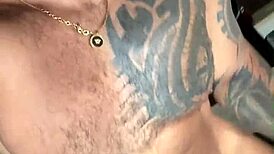 viktor rom, tattooed muscle stud, dances naked and strokes his huge cock!