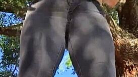 Is This Naughty Slut Squirting Outside In Her Panties?