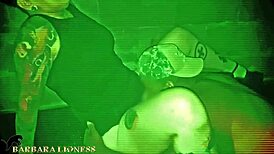 Amateur cuckold films group session in dark room with night vision camera