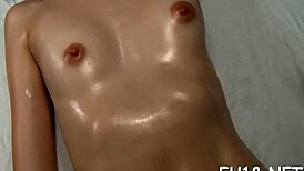 Cute Teen 18+ Sucks Cock In Oiled Pov Blowjob Before Gangbang