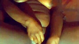 ebony milf intensely masturbates with tail in ass