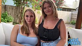 Angel Youngs and Angie Faith Share Huge Cock in Busty Threesome