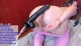 Hot girl in pink yoga pants fucks her tight vagina with a fat bbc dildo