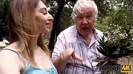 hunt4k nails tight vagina while boyfriend watches in shock. man stays stunned by bold moves.