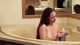 Bathtime relaxation with Shadebunny enjoying a soothing soak in the tub.