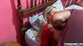 blonde big-ass cocksucker enjoys sucking black cock