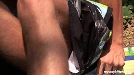 hot teen jenny sucks and fucks cock outdoors with hardcore blowjob