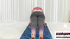 conorcoxxx explores emilia song's natural ass during yoga striptease