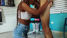 his partner deepthroats big cock to energize him