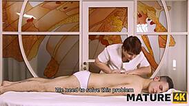 Mature woman gets pussy humped in massage