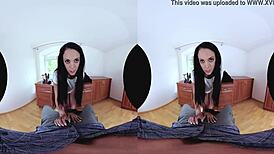 Brunette gives spanish haircut in POV