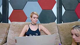 Russah and Lary Lacerda Study Session Turns into Intense Lesbian Sex with Pussy Licking and Toys.