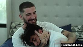 I watch the young gay boy lose his virginity to his older lover in bareback anal.