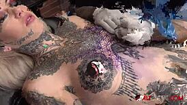 sascha, play with amber luke's tits while she gets tattooed?