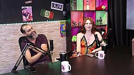 Reh Queen and Kstro in Sheer Red Lingerie Ride Old Cuckold