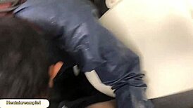 Imagine the hidden thrill of a blowjob in a construction site toilet, where danger meets desire