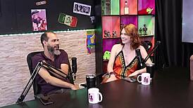 Reh Queen and Kstro in Sheer Red Lingerie Ride Old Cuckold