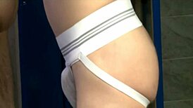 safado sucking three guys in the locker room