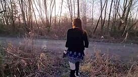 Redhead Teen Strips Naked Outdoors for First Time!