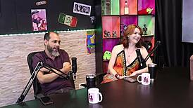 Reh Queen and Kstro in Sheer Red Lingerie Ride Old Cuckold