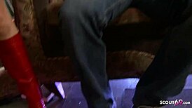 Two Anorexic Step Sisters with Big Tits Join Wild 4some Orgy