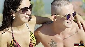 Swinger couple joins intense hotel threesome with monster action