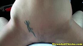 Hey, watch this hitchhiker slut ride that cock!