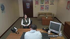 head teacher pounding that fine milf pussy on the desk