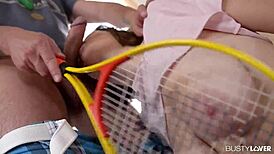 Busty teen Marina Visconti rides hard dick at gym with swaying boobs