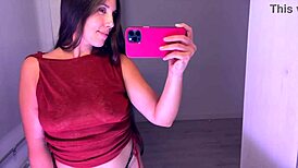 trying on cute european brunette tops haul